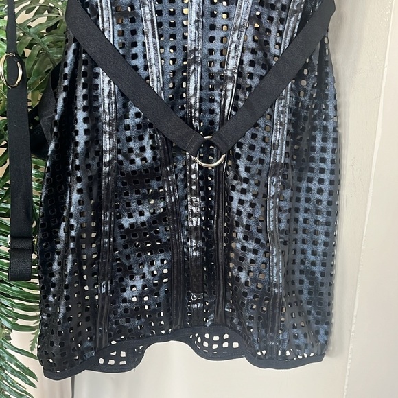 Brand New Escante Black Bondage Lingerie Thong Panty Collar Tight Cut Out - Picture 5 of 15